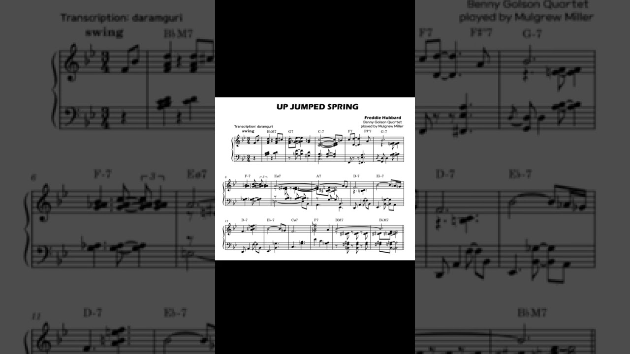 Benny Golson Quartet - Up Jumped Spring [Piano Intro Transcription]