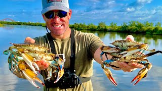 LOADS of Bayou Blue Crabs on Crab Nets!!! (Catch and Cook) #fishing