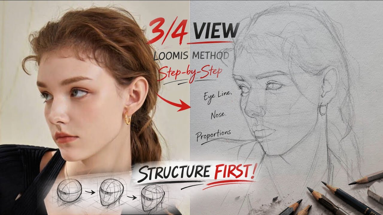 How to draw a portrait using loomis method 