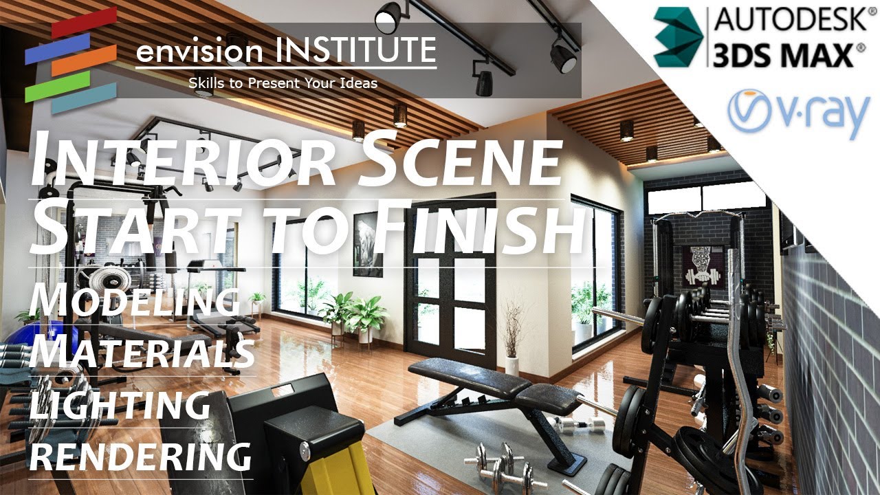 Interior Rendering [GYM Scene] in 3ds max using V-ray | Start to Finish ...