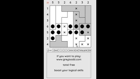 Grey is Odd - Today grids. Solution level 4 7X7 dated 08-10-2024 #logicpuzzles #logicgames  #games