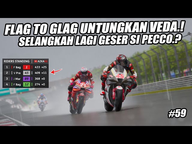 GIL4 SIH❗CUACA XTREME TAK BUAT VEDA GENTAR😱TITISAN ROSSI YANG TAK TERKALAHKAN🔥#59 MotoGP23 TvReplay class=