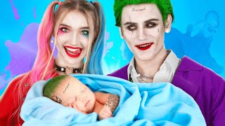 ¡Superhéroes Esperando un Bebé! Harley Quinn y el Guasón se Convirtieron en Padres