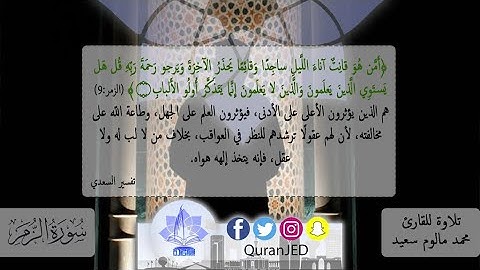 سورة الزمر | القارئ محمد بن مالوم سعيد