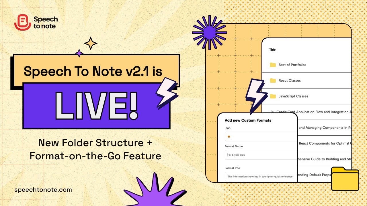 Speech to Note v2.1 is Live! 🎉 | New Folder Structure + Format-on-the ...