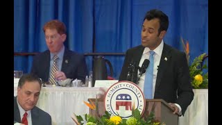 Vivek Ramaswamy addresses Summit County GOP Lincoln Day Dinner in Akron, Ohio on May 17, 2025