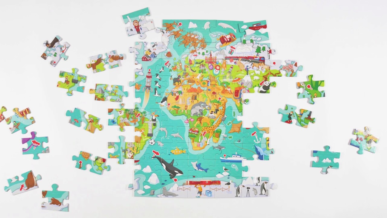 Hape Puzzle & Play Ξύλινο Παζλ World Tour 2 Σε 1 (E1626) - YouTube