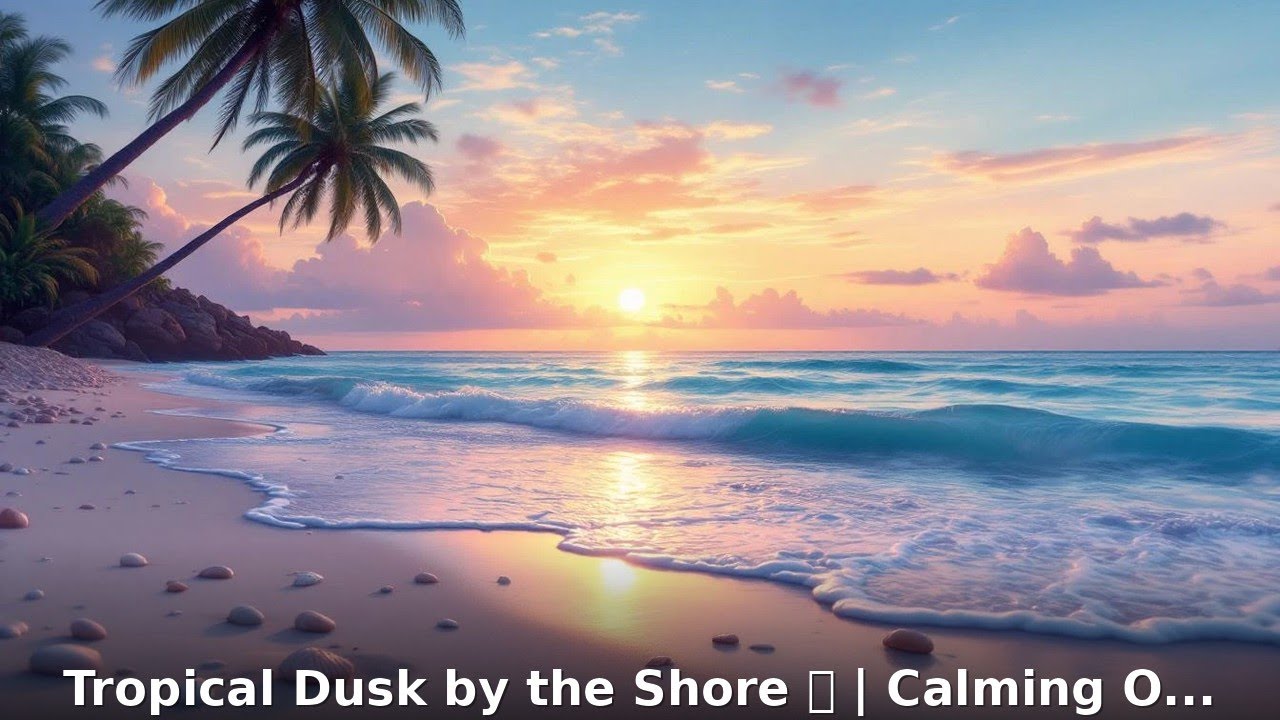 Tropical Dusk by the Shore 🌅 | Calming Ocean Sounds for Relaxation