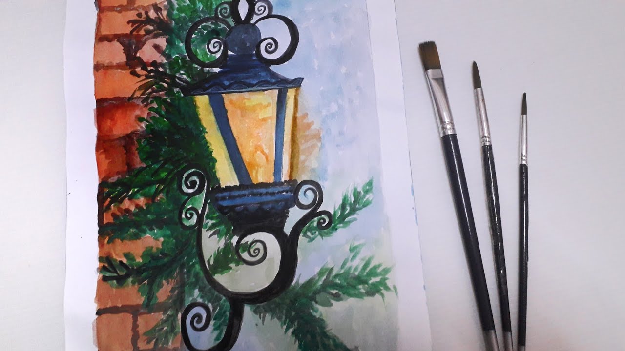 Watercolor painting for beginners beautiful lamp Art & Craft by Anu