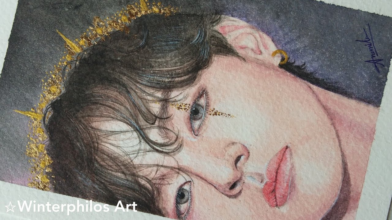 [Birthday special]Painting BTS: V -  Watercolor portrait // tutorial // time-lapse
