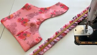 Frill Blouse Design Back Neck Design || Blouse Back || Cutting And Stitching Back Neck Blouse Design screenshot 2
