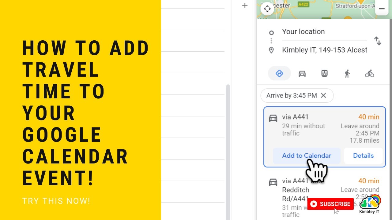 add travel time to google calendar