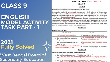 Class 9 English Model Activity Task Part 1 Fully Solved in Bengali || WBBSE|| CLASS 9 ACTIVITY TASK