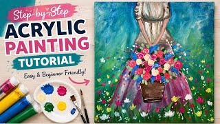 Easy Canvas Painting Idea | Acrylic Step-by-Step Tutorial for Beginners