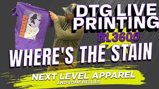 Live Printing Next Level 3600 DTG, Pretreatment, no more staining, discoloration, burning