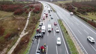 Otobanda Can Pazari 12 Araç 1 Ölü 10 Yarali