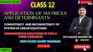 CLASS 12 CH 4 DETERMINANTS (CONSISTENCY & INCONSISTENCY OF SYS. OF LINEAR EQ.)(PART 3)