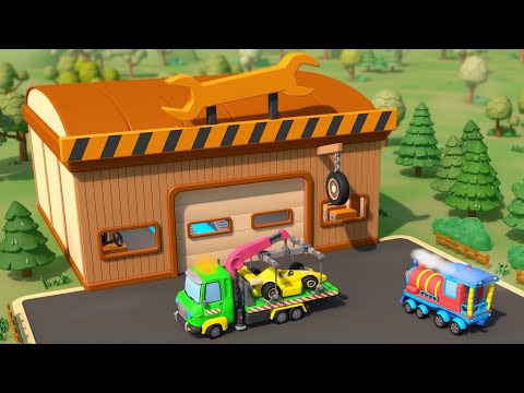 Tractor for kids — Cars and car wash — Car racing — Ollie the Little Train
