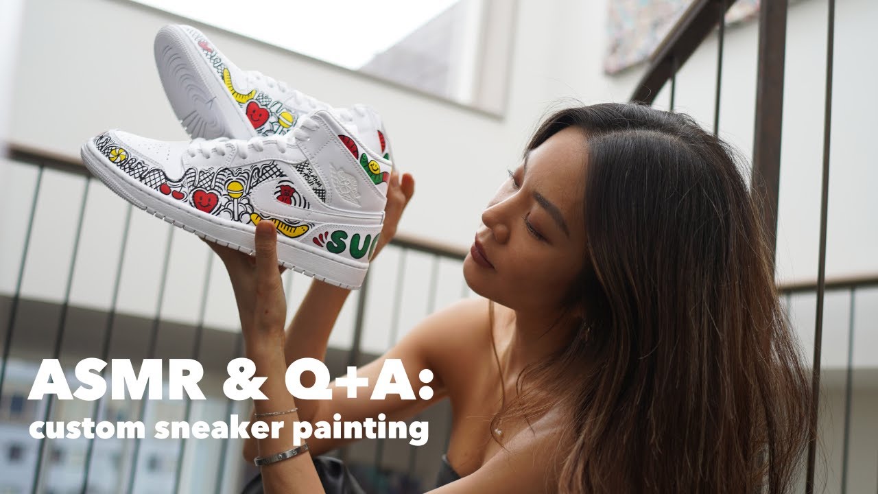 ASMR & Q+A: My journey into Custom Sneaker painting - First pair reveal ...