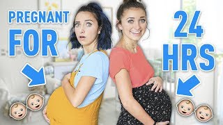 Identical Twins PREGNANT with TWINS for 24 Hours! *not real*