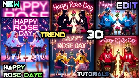 How to create Happy Rose Day couples name video editing | Bing image creator tutorial FREE