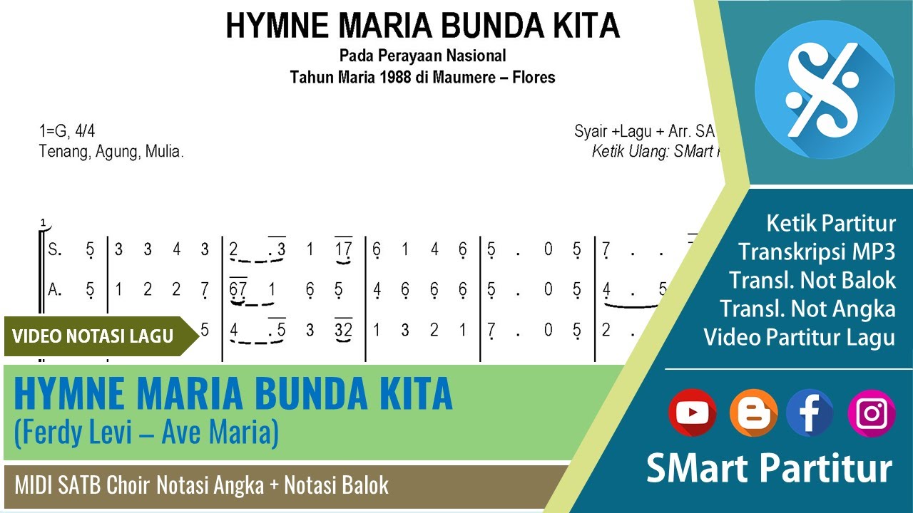 HYMNE MARIA BUNDA KITA Notasi Angka Lagu dengan Midi | Lagu Maria