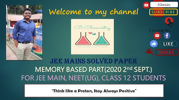 Solved Question Paper of JEE MAIN 2nd September 2020 | Morning Shift(Memory Based Part)