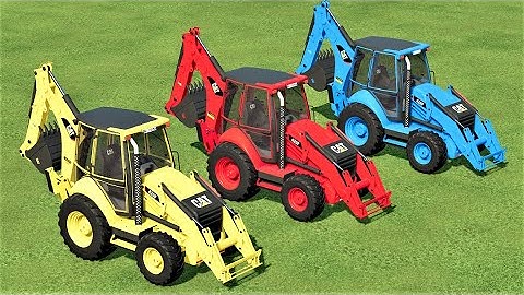 LOADER OF COLORS ! SILAGE MAKING with CAT BACKHOE LOADERS ! Farming Simulator 22