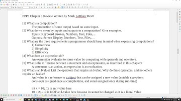 C++ Chapter 3 - Review + Terms - Programming: Principles and Practice Using C++ - Let