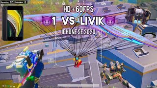 iPhone SE 2020 HD+60 FPS SOLO Vs SQUAD Livik Gameplay PUBG Mobile Lag Test| BGMI Mecha Fusion Update