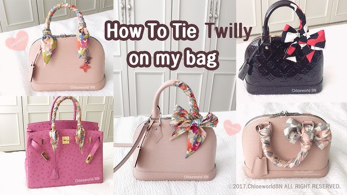 How to tie Twilly into a little rose? 🌺 We love a creative way to tie  Hermès Twilly onto handbags. Today Ms Akiyama will show you how to add a  rosette/