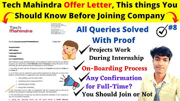 🛑Tech Mahindra All Queries Solved With Proof | Tech M Offer Letter |Tech M Internship, Projects Work