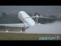 MD-82 Near Tailstrike during Rainy Wet Takeoff at Split Airport !