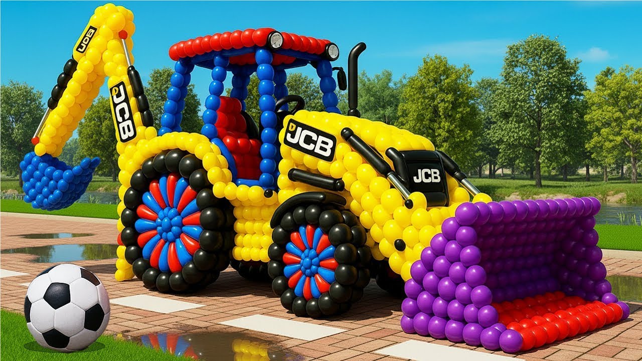 The mascot vibrato assistant JCB and Tractor placed on the football field is popular, co produced