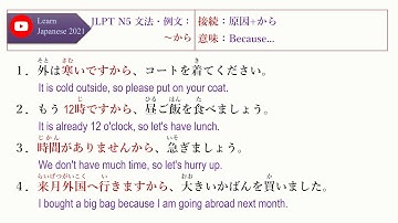 031  Learn Japanese JLPT N5 文法・例文：～から