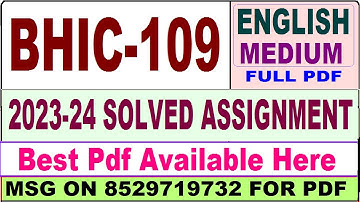 bhic 109 solved assignment 2023-24 || bhic 109 solved assignment 2024 in English || ignou bhic 109
