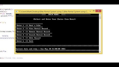 Simple Bike Rental System using C