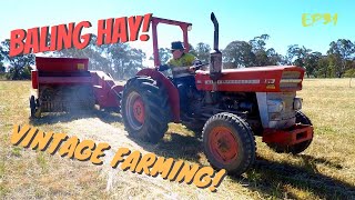 FIRST TIME BALING HAY Massey Ferguson 135 & New Holland Baler Vintage Farming at Rusted Iron Ranch