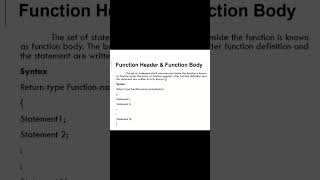 #functiondefinition #functionheader #function #programming #clangauge #c++ #functions #ytshorts #fyp