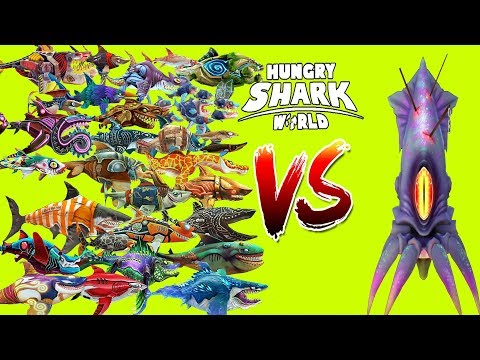 Hungry Shark World - ALL Sharks & Skins VS Giant Squid Boss - Android Gameplay [FHD]