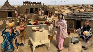 Peaceful Desert Village Life Homemade Motton And Halwa Puri Recipe | Women Traditional Cooking