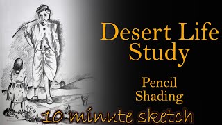 10 minute sketch||How to draw Scenery of Desert Step by Step||life study in desert||Fast Drawing