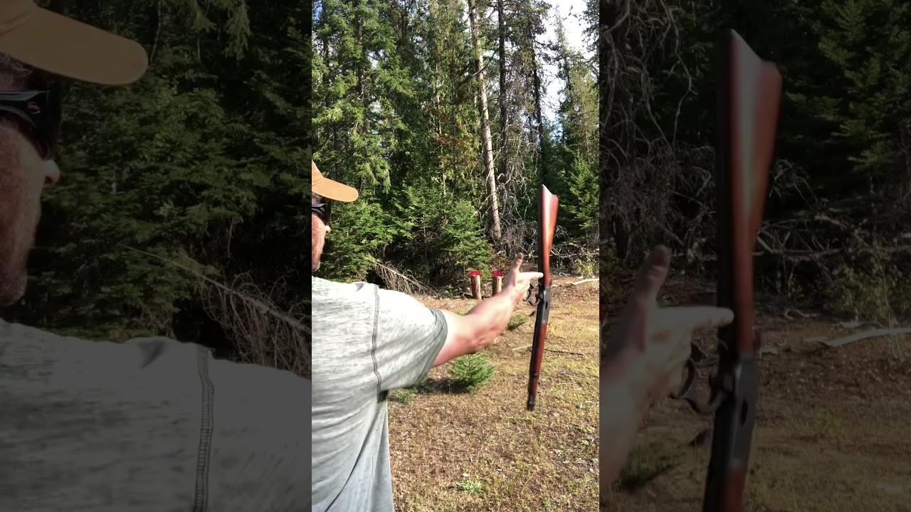 ✅out😳John wayne style flip cocking the  Winchester model 1892 mares leg 44 mag caliber fast change