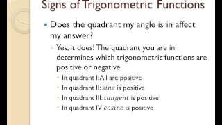 How to find the exact value of trigonometric functions using reference angles