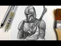 How To Draw THE MANDALORIAN: Step by Step (ONE PENCIL)