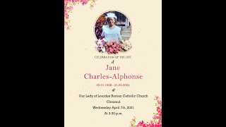 Celebration of the life of Jane Charles-Alphonse