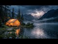 Sleeping by a Rainy Mountain Lake ⛺ Warm Tent, Ripples & Distant Thunder