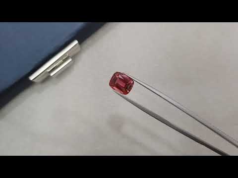 Intense pink-orange tourmaline in cushion cut 4.04 ct, Africa Video  № 1