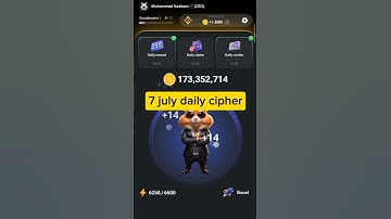 Hamster kombat daily cipher code 7 july | 7 july daily cipher code hamster kombat #hamsterkombat 7