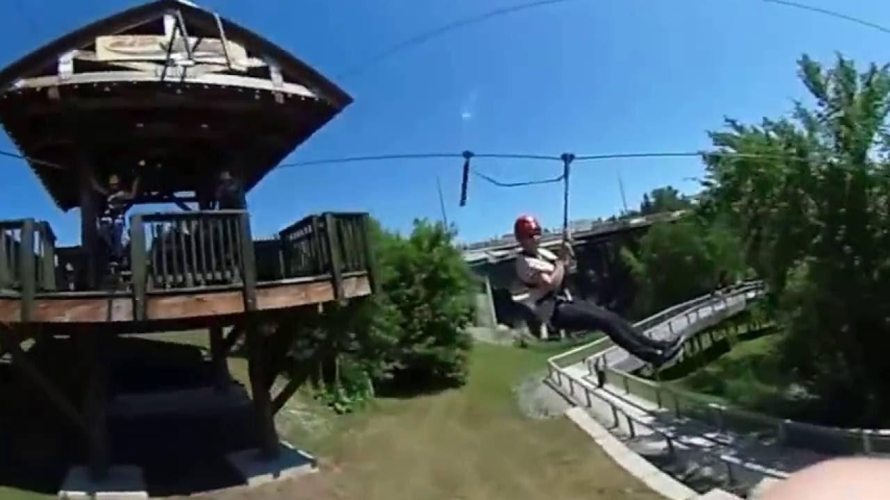 Grand Falls New Brunswick Zip Zag Zipline 1st pass YouTube